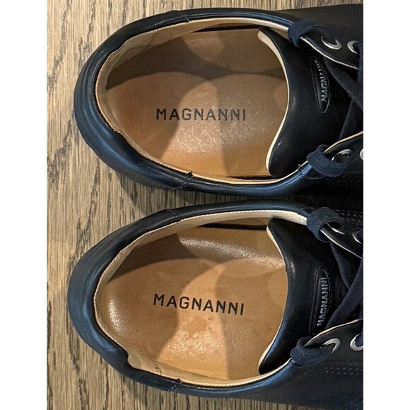 Magnanni Pueblo Black Leather Sneakers Men’s Size 10 Lace Up Tan Lining Dots main image 8